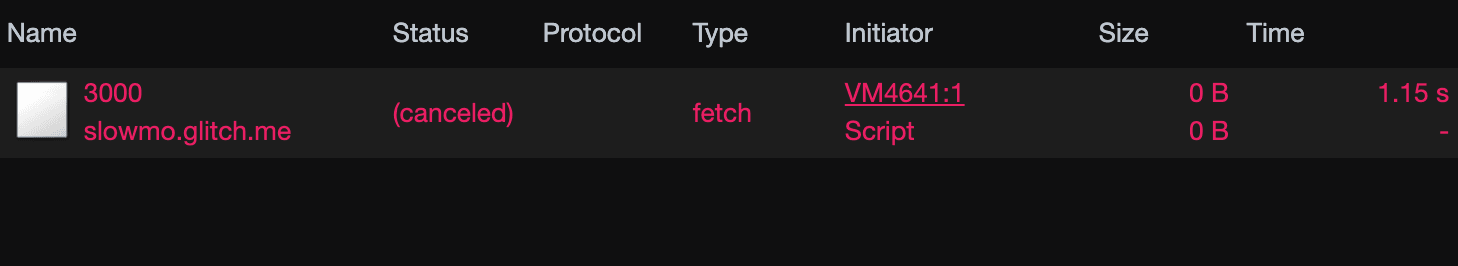 Aborted fetch request in the devtool